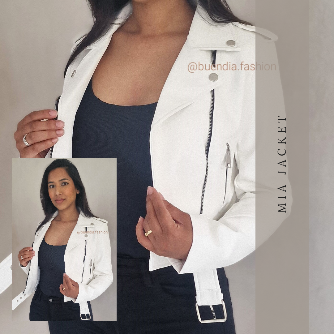 MIA - Faux Leather Jacket - White – Buen Dia